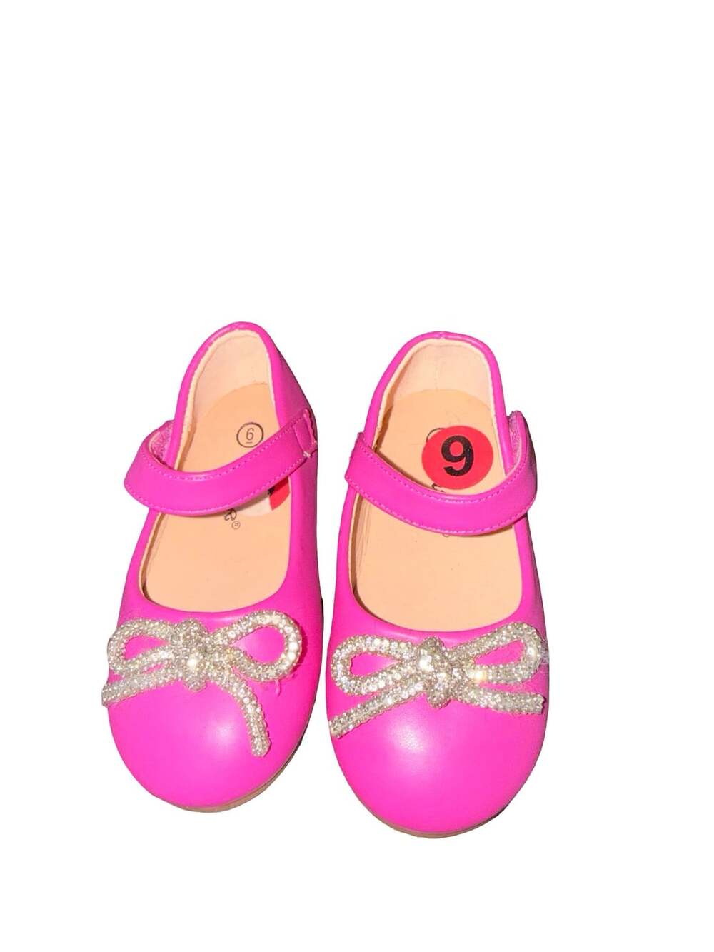 Forever Link Cutie-7 Fuchsia Rhinestone Bow Mary Jane Flats Size 6